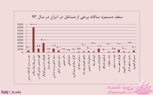    	لیست درآمد مشاغل مختلف در ایران  