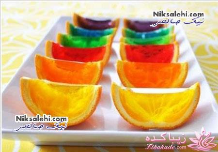 آموزش ژله به شکل قاچ های رنگی پرتغال 