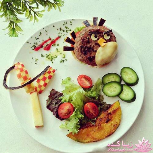 خلاقیت مادر در تبدیل غذای کودک به اثر هنری