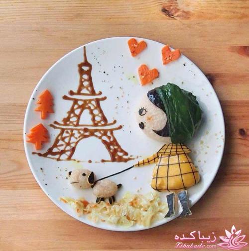 خلاقیت مادر در تبدیل غذای کودک به اثر هنری