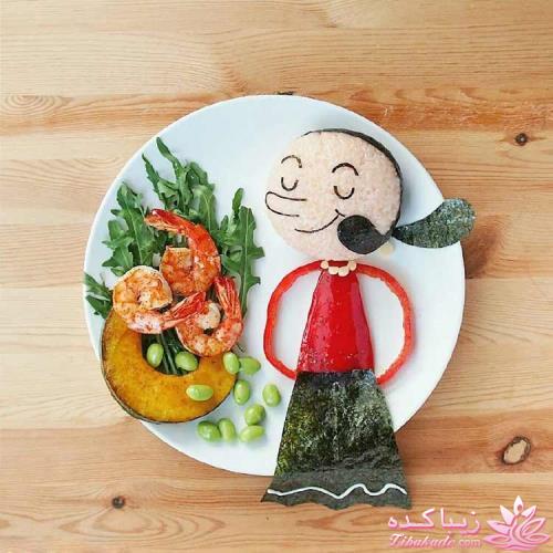 خلاقیت مادر در تبدیل غذای کودک به اثر هنری