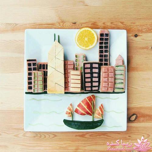 خلاقیت مادر در تبدیل غذای کودک به اثر هنری