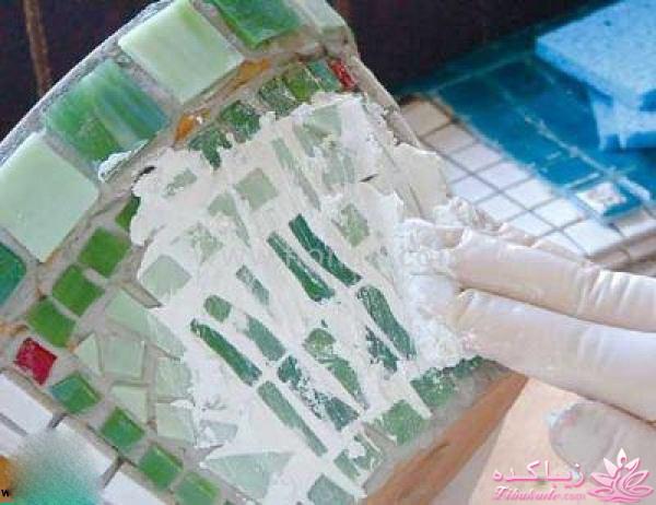 درست کردن گلدان با کاشی های شکسته