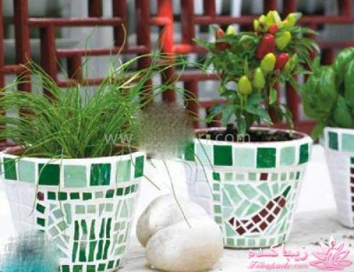 درست کردن گلدان با کاشی های شکسته
