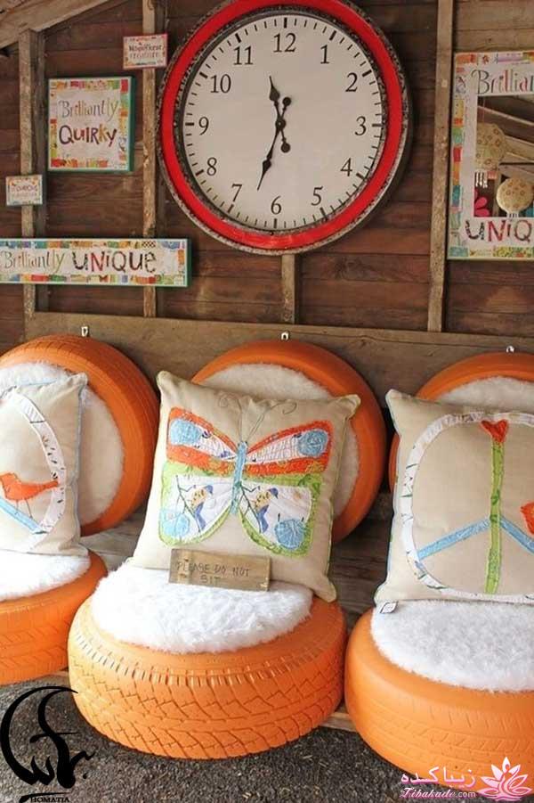 استفاده از تایرهای کهنه برای ساخت وسایلی زیبا
