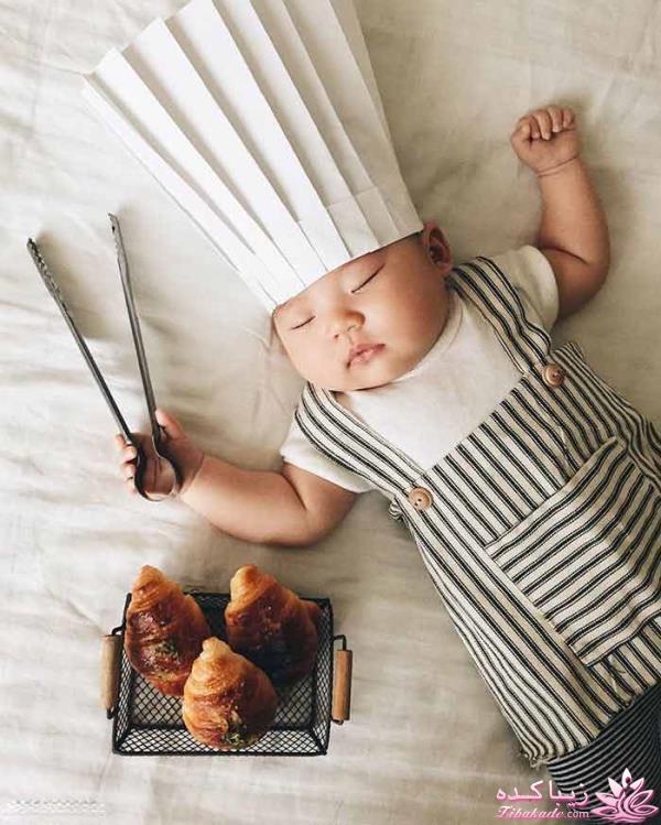 خلاقیت مادری در هنگام عکاسی از فرزندش 