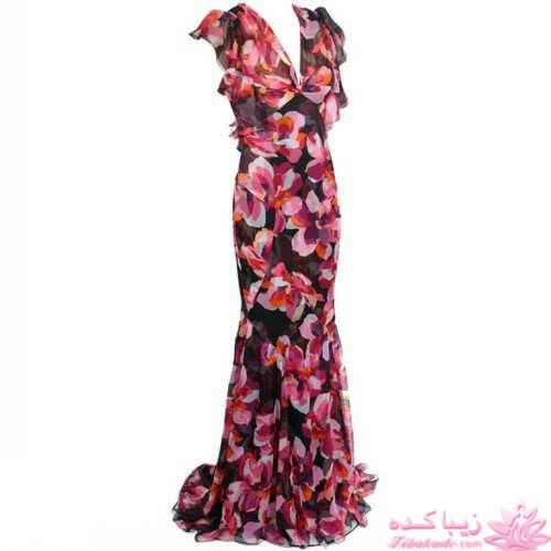 مدل لباس مجلسی با پارچه گلدار