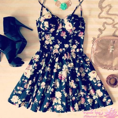 مدل لباس مجلسی با پارچه گلدار