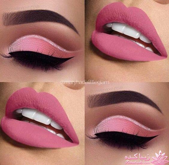 ست کردن آرایش لب وچشم