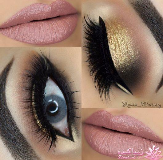 ست کردن آرایش لب وچشم