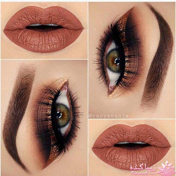 ست کردن آرایش لب وچشم
