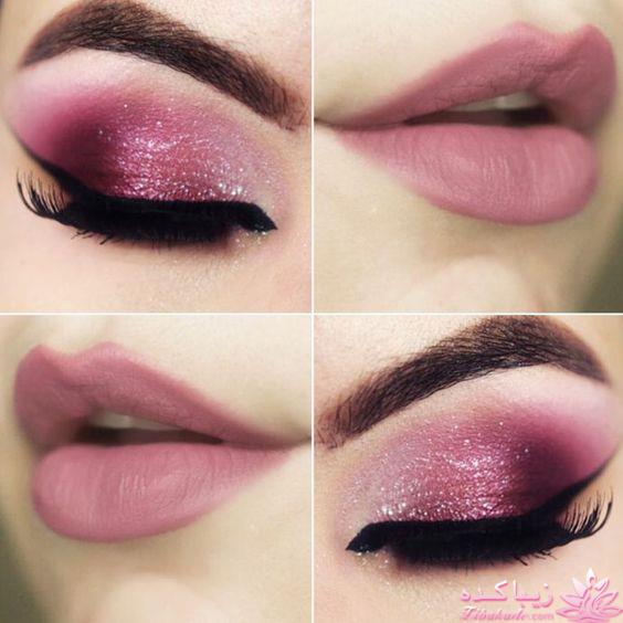 ست کردن آرایش لب وچشم