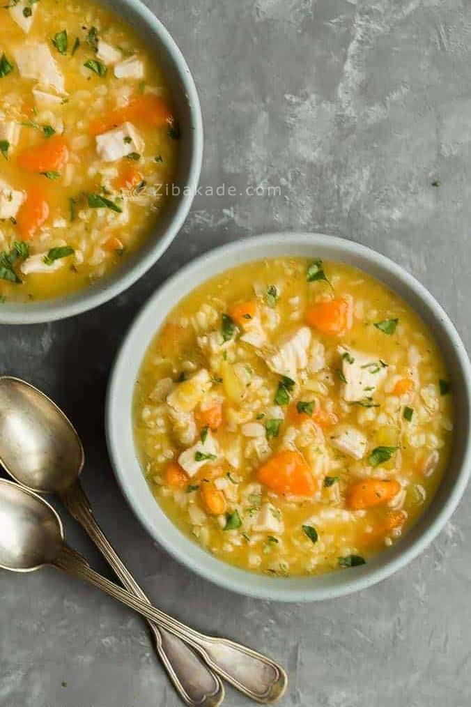 سوپ مرغ و برنج