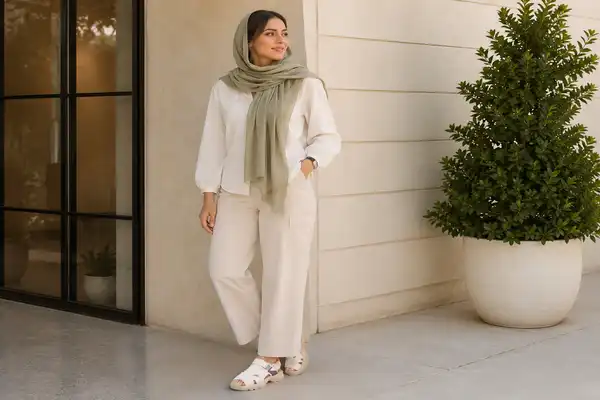 یک خانوم که یک صندل تابستانه زیبا پوشیده