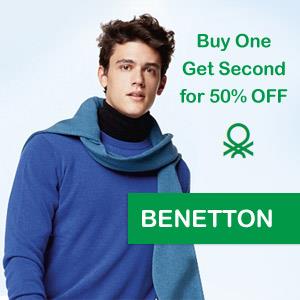 تخفیف 50% روی خرید دوم بنتون